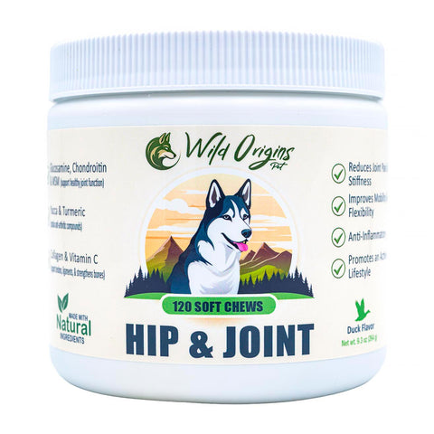 Wild Origins Hip & Joint Soft Chews, Glucosamine, Chondroitin, & MSM Health Supplement for Dogs
